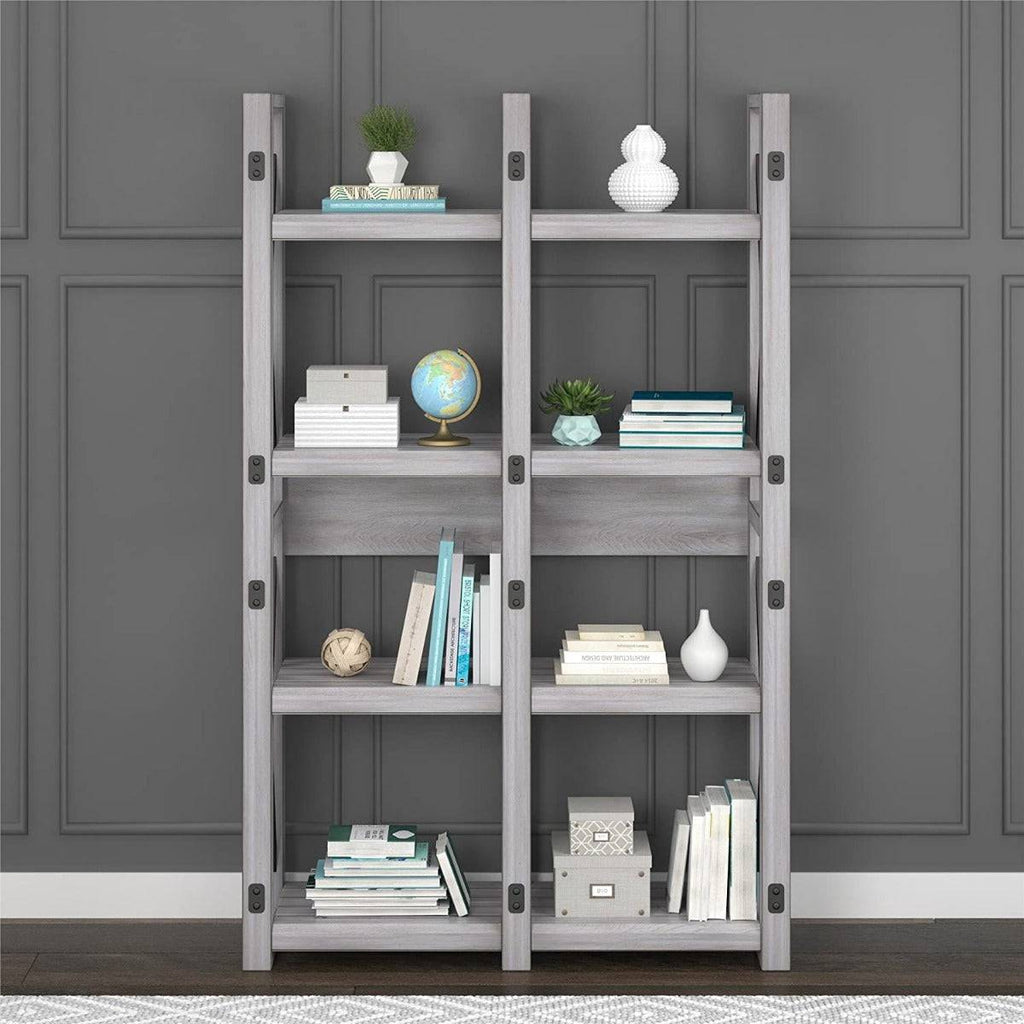 Wildwood Rustic Bookcase / Room Divider in Rustic White by Dorel - Price Crash Furniture