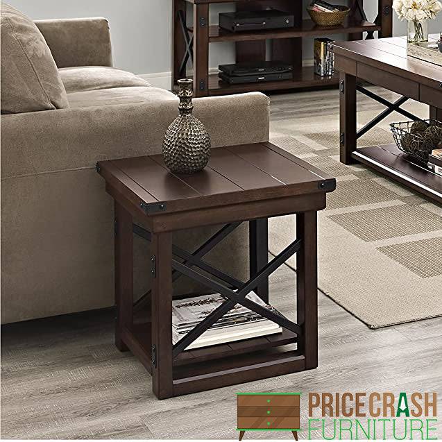 Espresso end table with storage discount