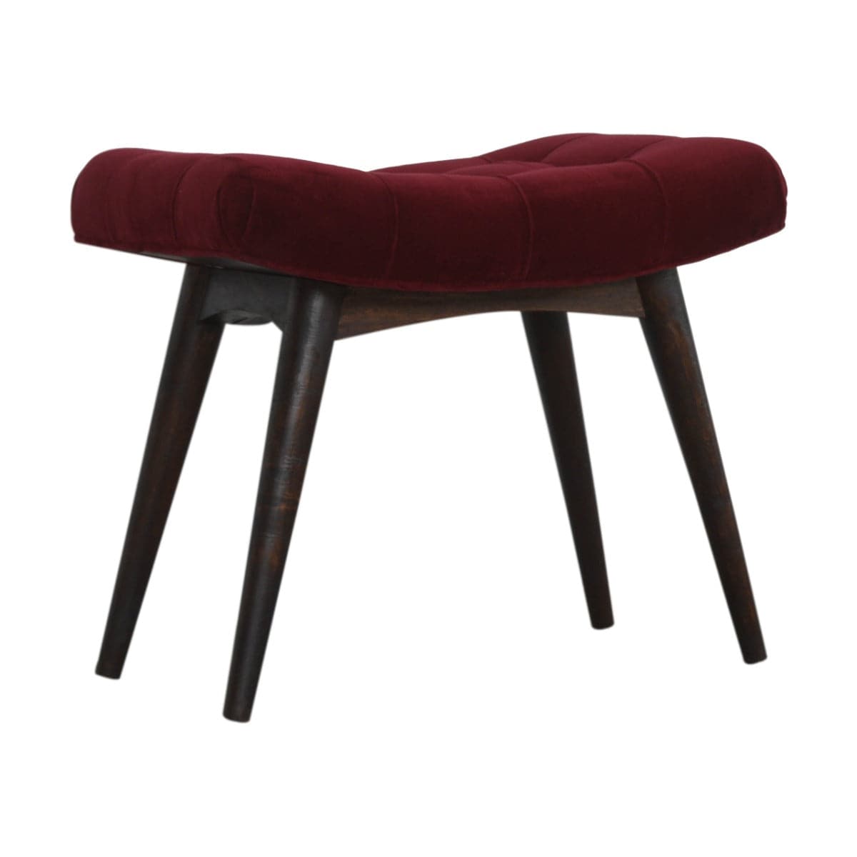 Wine Red Cotton Velvet Curved Bench - Price Crash Furniture