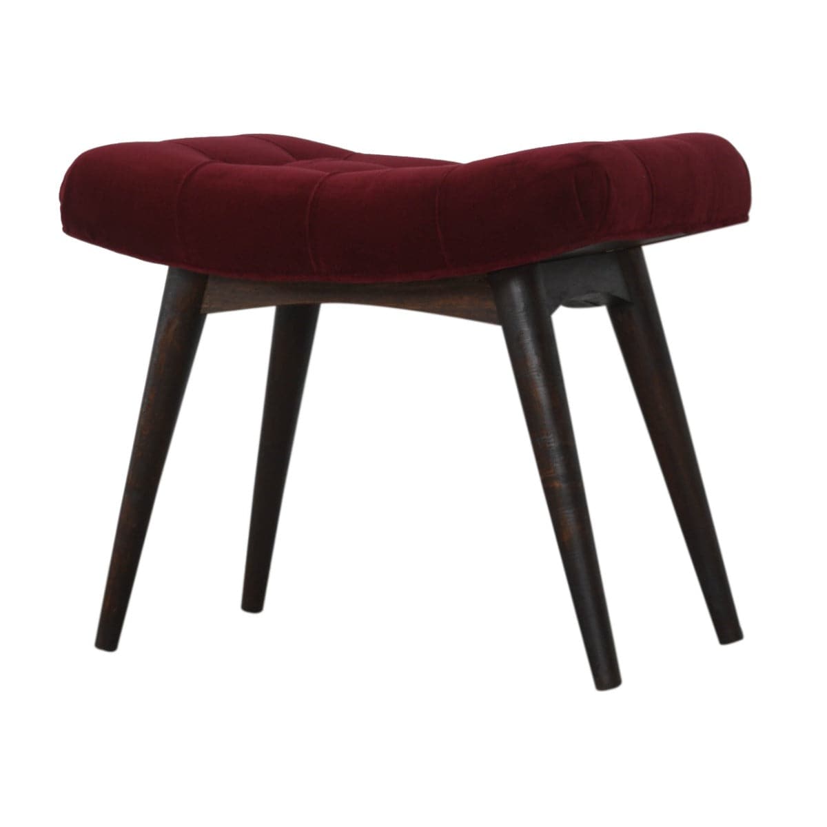 Wine Red Cotton Velvet Curved Bench - Price Crash Furniture