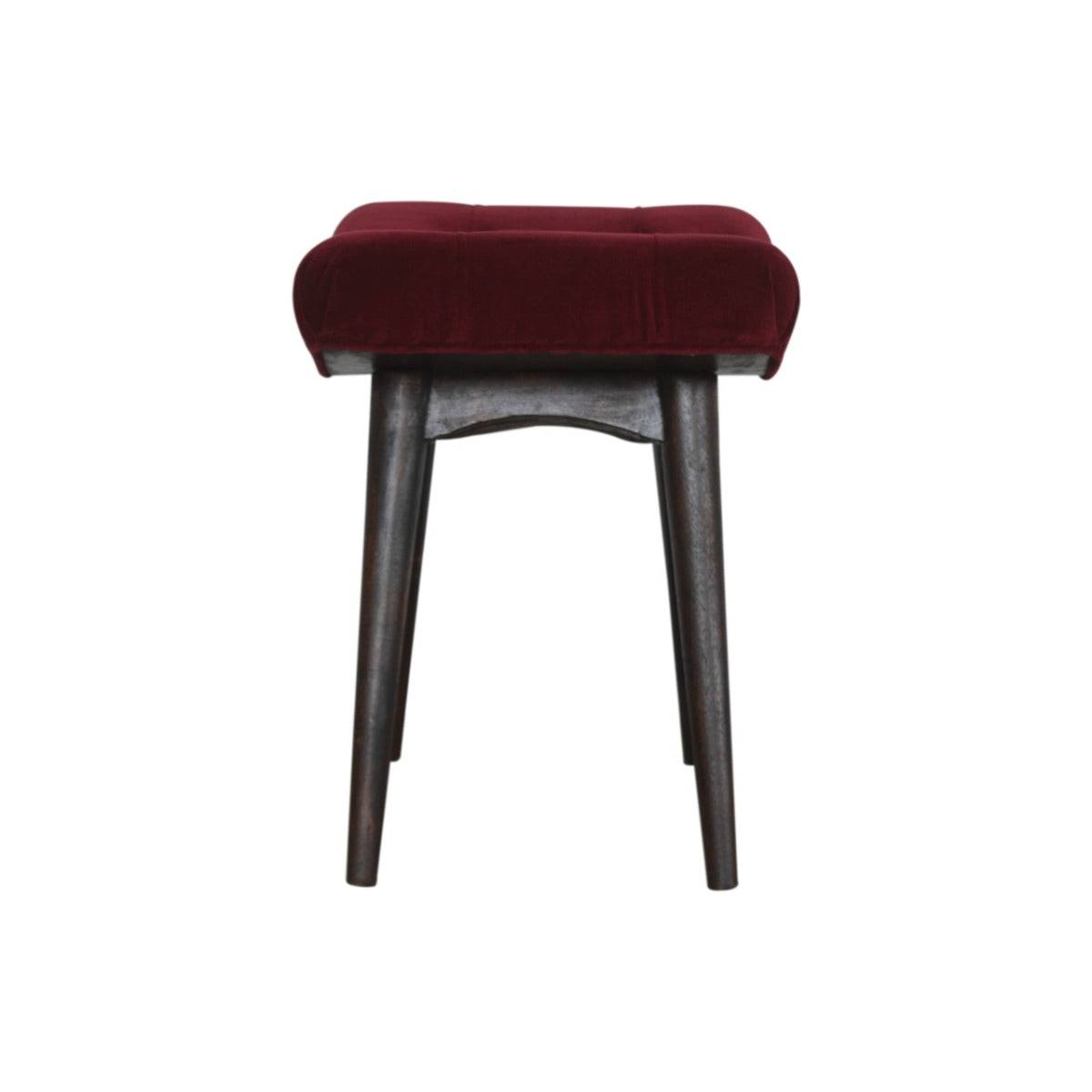 Wine Red Cotton Velvet Curved Bench - Price Crash Furniture