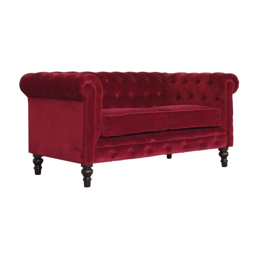 Wine Red Velvet Chesterfield Sofa - Price Crash Furniture