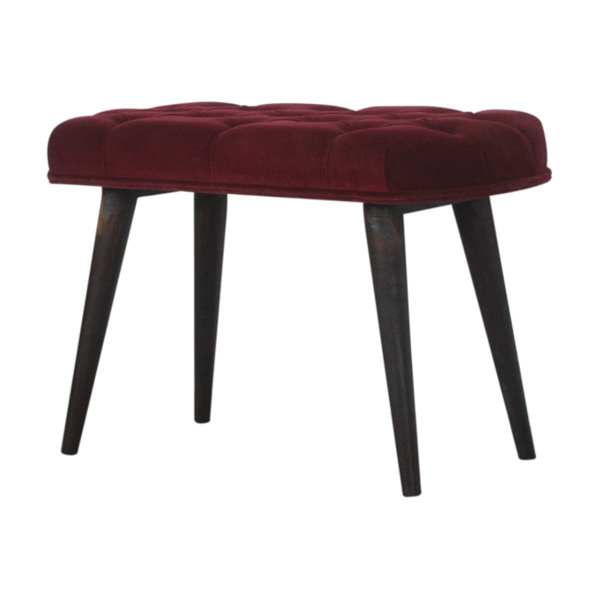 Wine Red Velvet Deep Button Bench - Price Crash Furniture