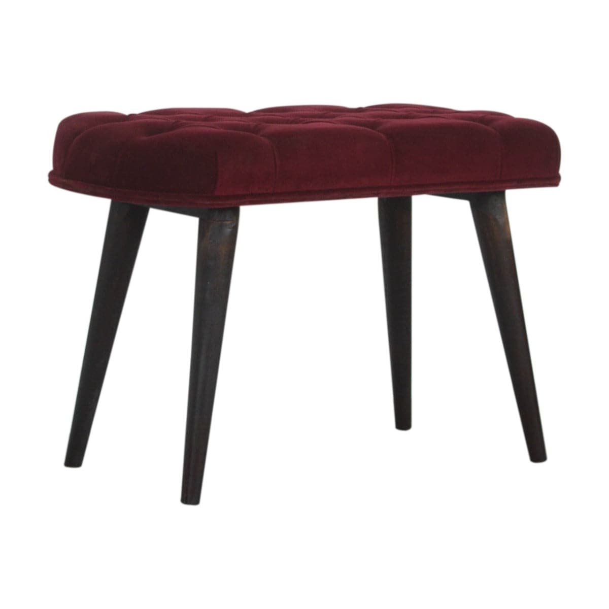 Wine Red Velvet Deep Button Bench - Price Crash Furniture