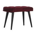 Wine Red Velvet Deep Button Bench - Price Crash Furniture