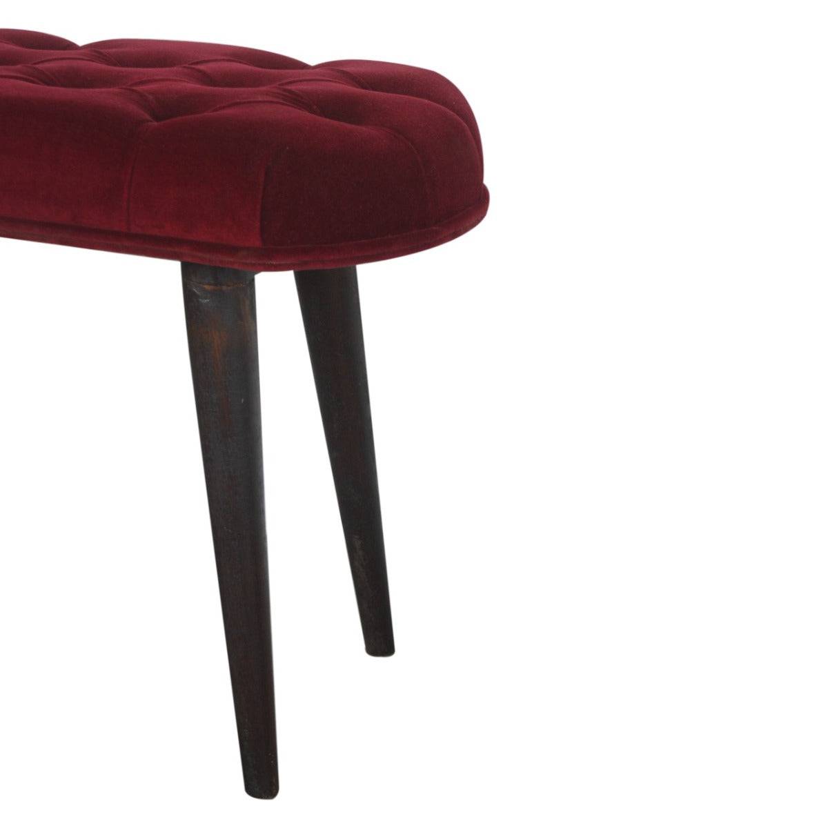 Wine Red Velvet Deep Button Bench - Price Crash Furniture