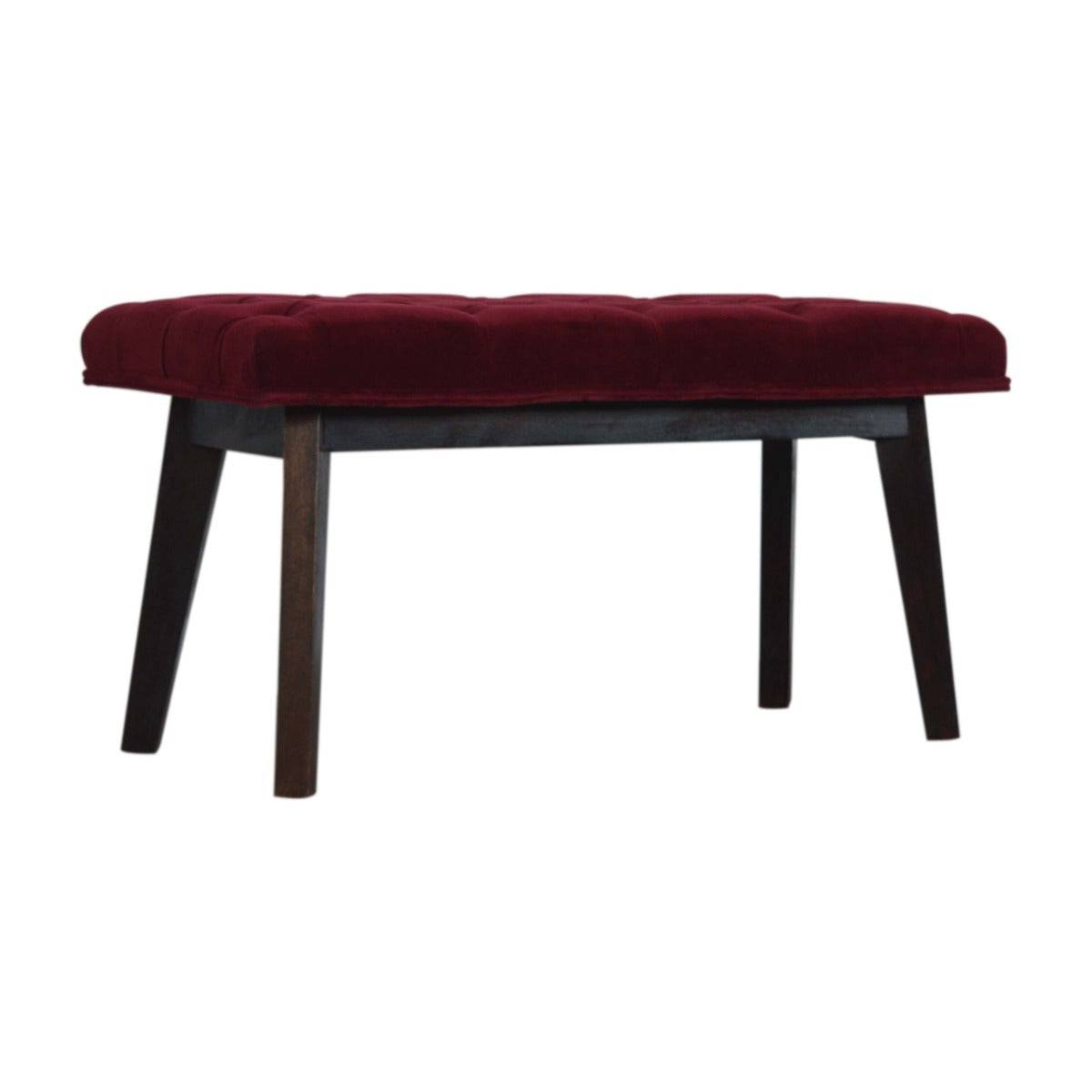 Wine Red Velvet Hallway Bench - Price Crash Furniture