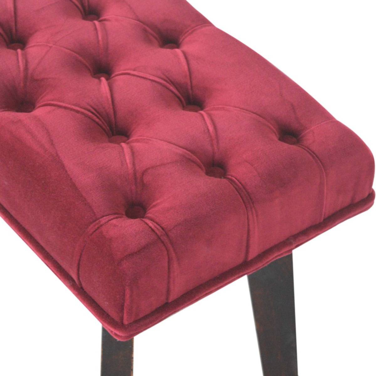 Wine Red Velvet Hallway Bench - Price Crash Furniture