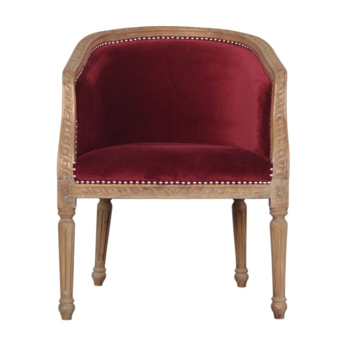 Wine Red Velvet Occasional Chair - Price Crash Furniture