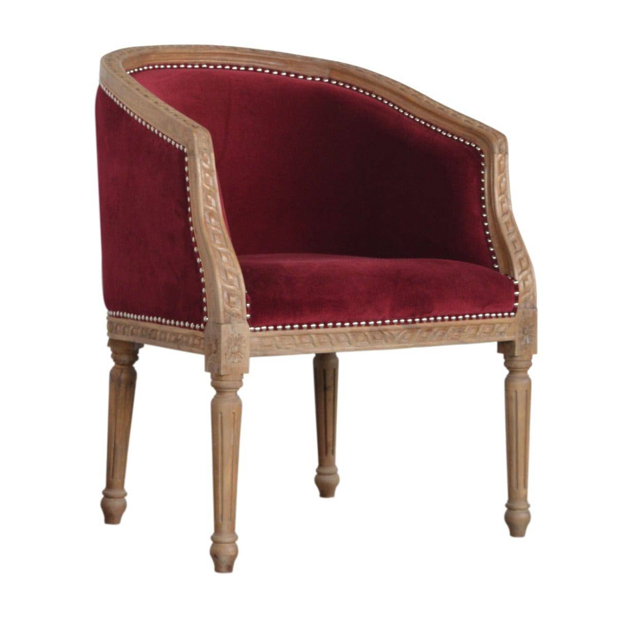 Wine Red Velvet Occasional Chair - Price Crash Furniture