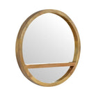 Wooden Round Mirror With 1 Shelf - Price Crash Furniture