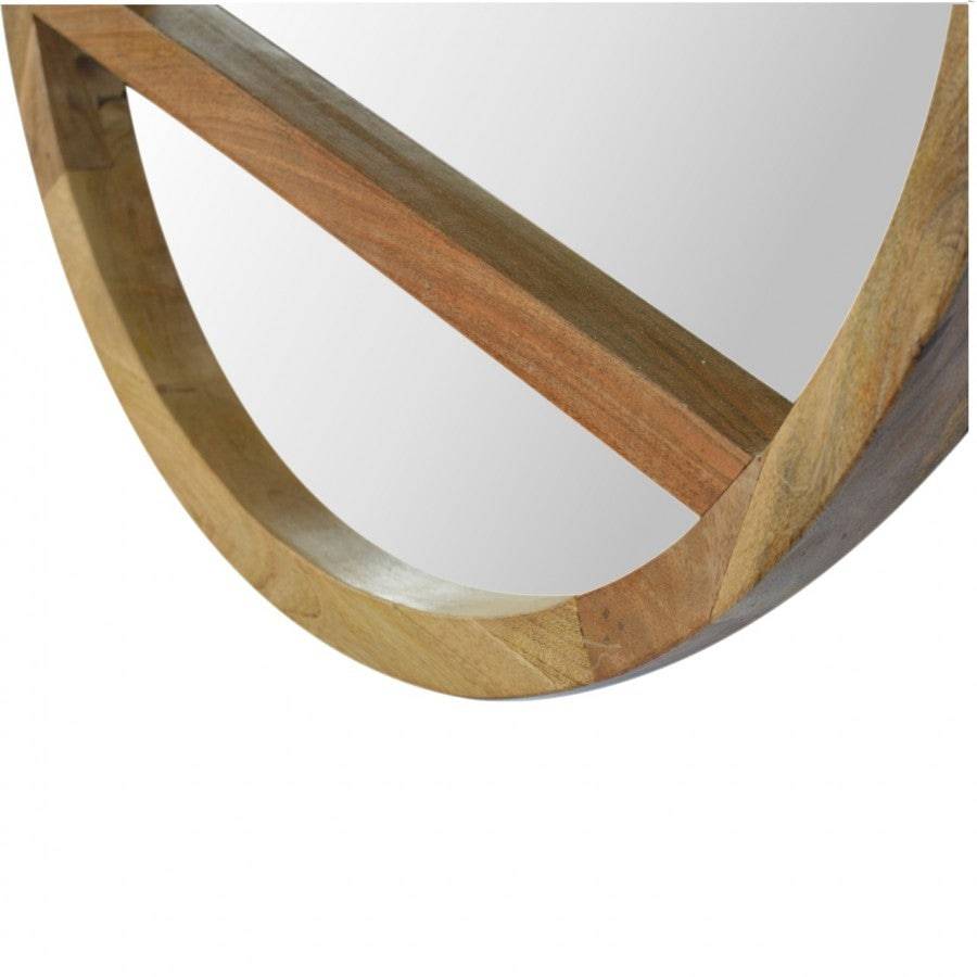 Wooden Round Mirror With 1 Shelf - Price Crash Furniture