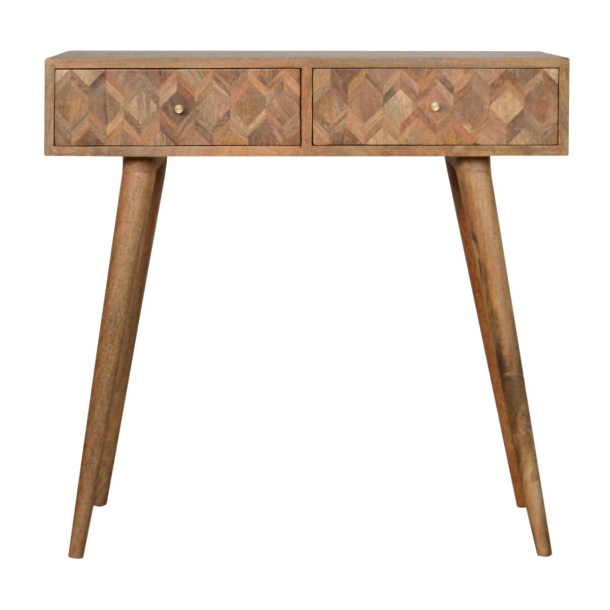 Zig-zag Parquet Pattern Console Table in Oak-effect Mango Wood - Price Crash Furniture