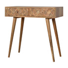 Zig-zag Parquet Pattern Console Table in Oak-effect Mango Wood - Price Crash Furniture