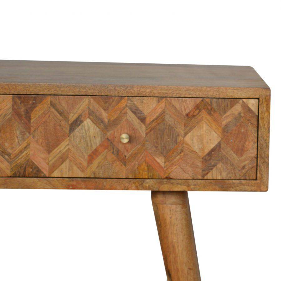 Zig-zag Parquet Pattern Console Table in Oak-effect Mango Wood - Price Crash Furniture