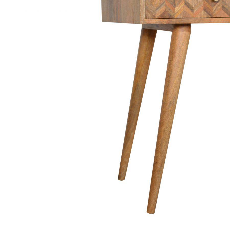 Zig-zag Parquet Pattern Console Table in Oak-effect Mango Wood - Price Crash Furniture