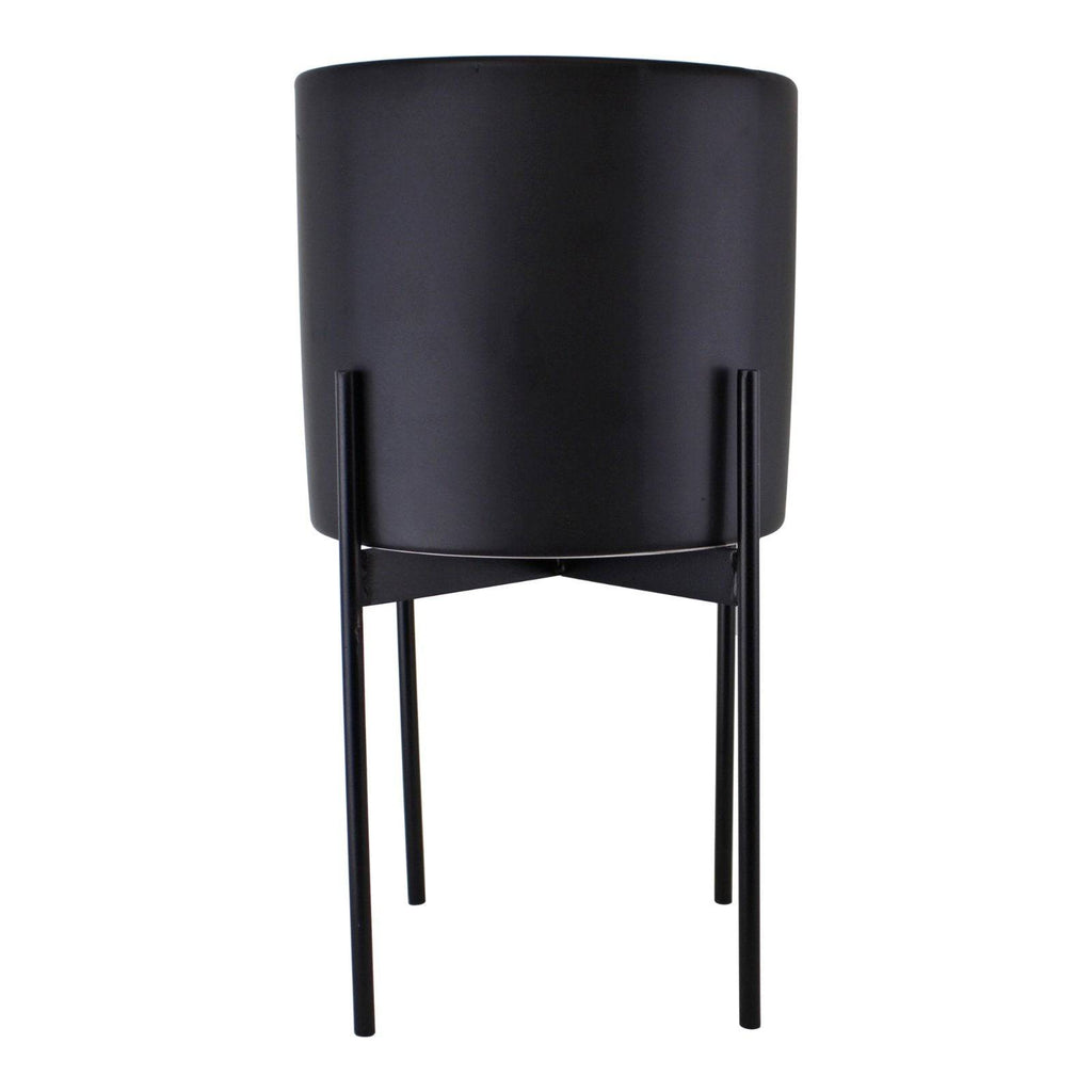 Black Planter With Metal Stand 24cm - Indoor/Outdoor - Price Crash Furniture