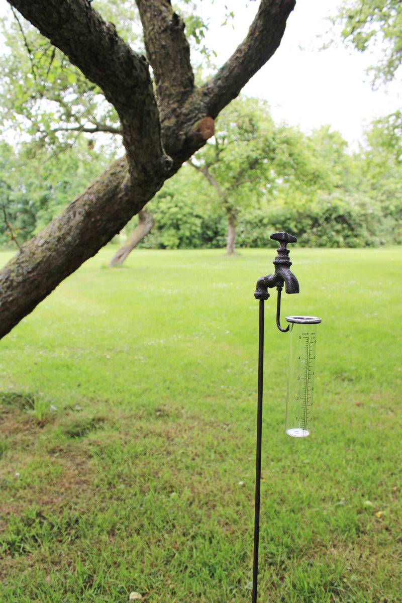 Cast Iron and Glass Garden Rain Gauge, Outside Tap - Price Crash Furniture