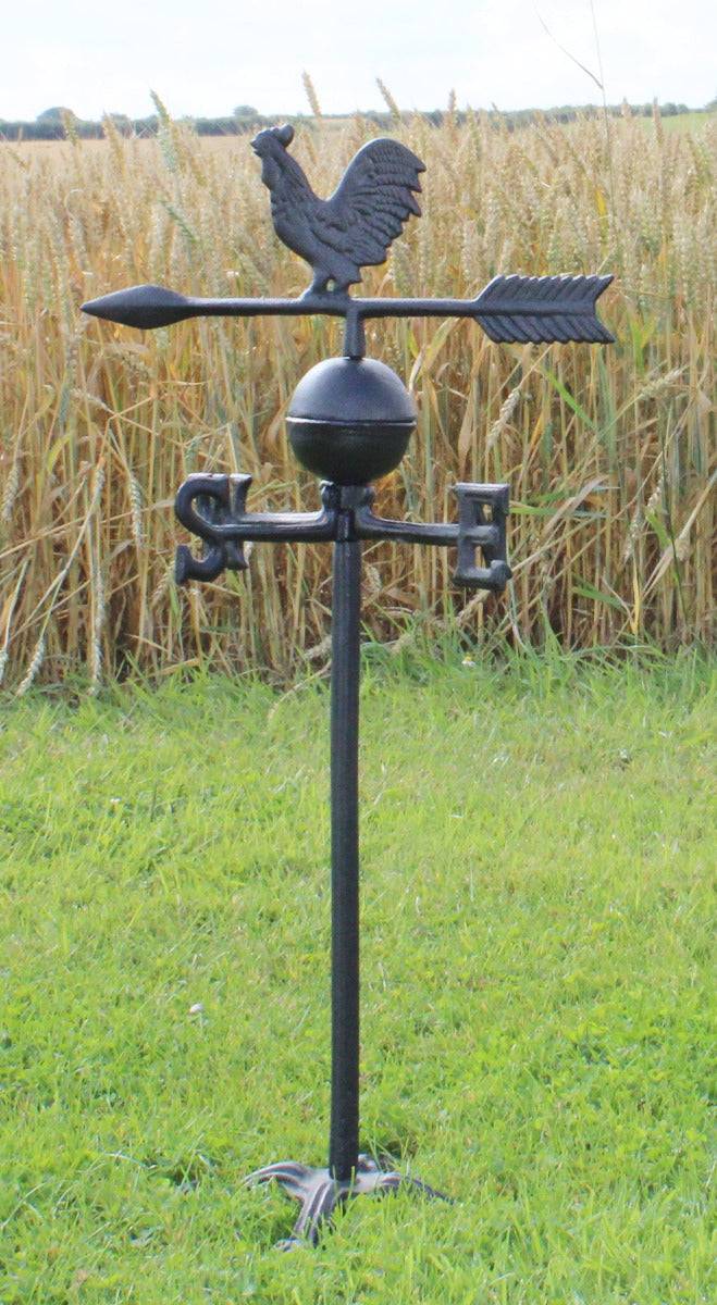 Cast Iron Freestanding Large Weather Vane, Rooster Design - Price Crash Furniture