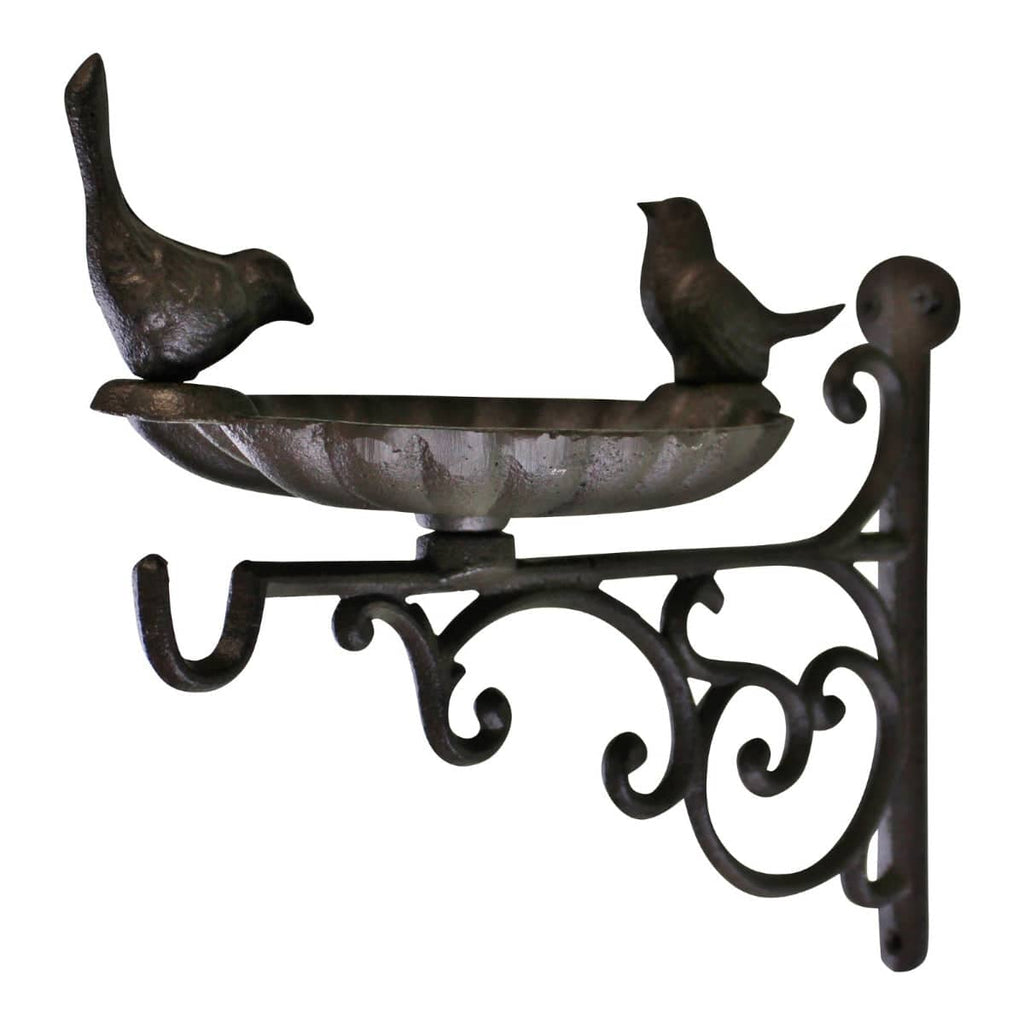 Cast Iron Hanging Basket Wall Bracket With Bird Feeder - Price Crash Furniture