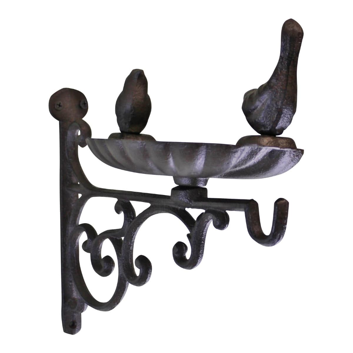 Cast Iron Hanging Basket Wall Bracket With Bird Feeder - Price Crash Furniture