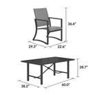 Cosco Capitol Hill 7 Piece Outdoor Dining Set in Grey: 6 chairs + Table - Price Crash Furniture