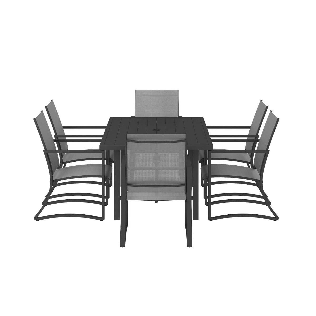 Cosco Capitol Hill 7 Piece Outdoor Dining Set in Grey: 6 chairs + Table - Price Crash Furniture