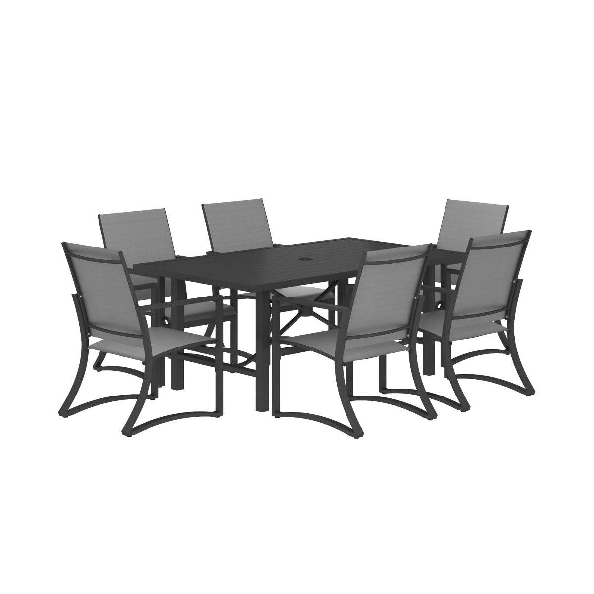 Cosco Capitol Hill 7 Piece Outdoor Dining Set in Grey: 6 chairs + Table - Price Crash Furniture