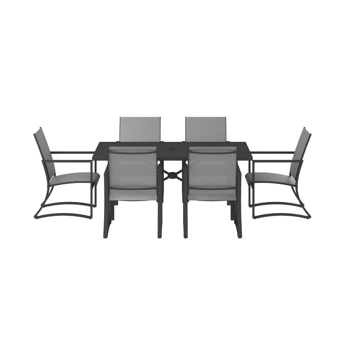 Cosco Capitol Hill 7 Piece Outdoor Dining Set in Grey: 6 chairs + Table - Price Crash Furniture