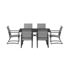 Cosco Capitol Hill 7 Piece Outdoor Dining Set in Grey: 6 chairs + Table - Price Crash Furniture