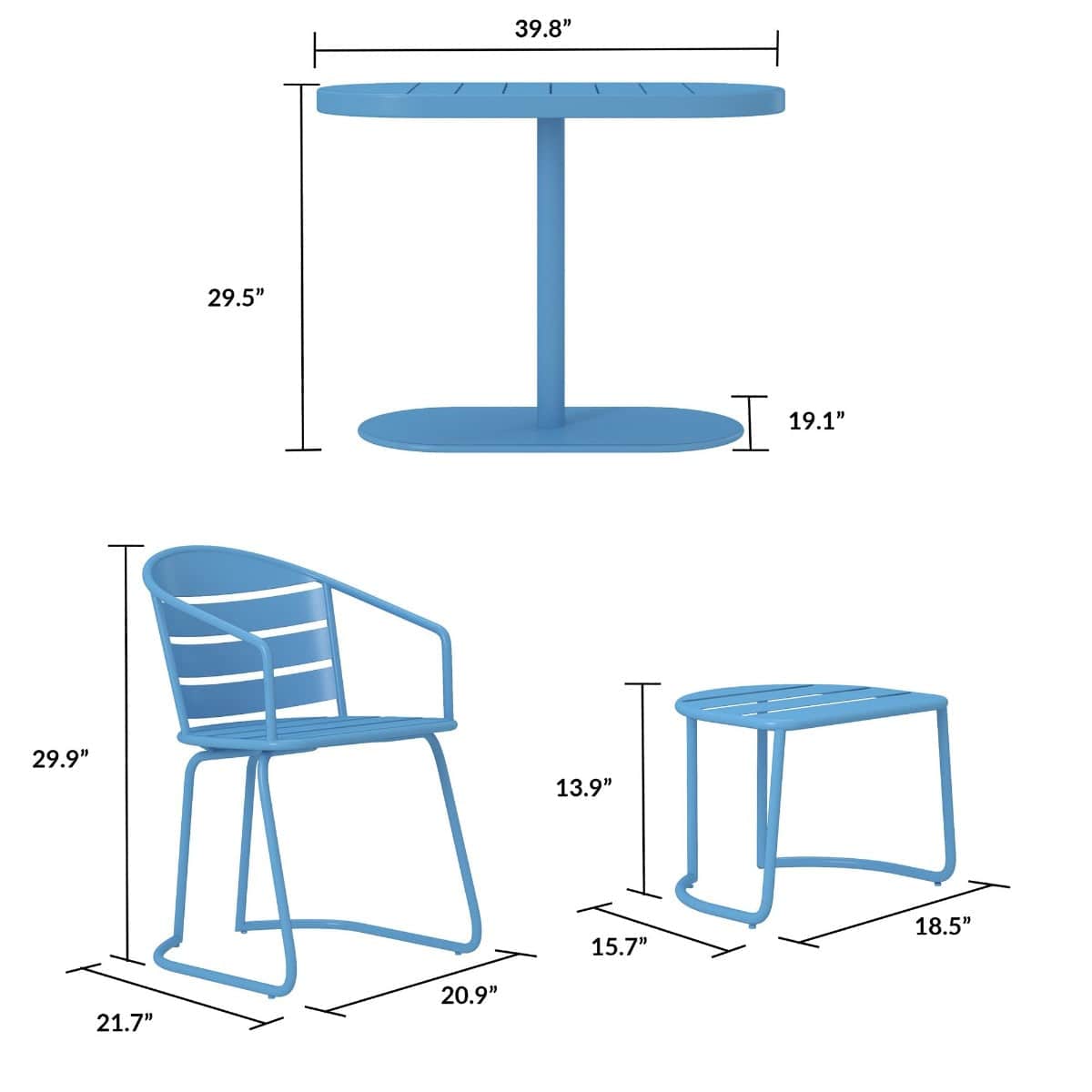 Cosco Metro Retro 5 Piece Bistro Set in Turquoise, INTELLIFIT - Price Crash Furniture