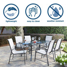 Cosco Paloma 7 Piece Outdoor Dining Set: Glass Table + 6 Chairs - Price Crash Furniture