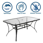 Cosco Paloma Outdoor Dining Table: Grey Steel + Tempered Glass - Price Crash Furniture