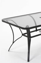 Cosco Paloma Outdoor Dining Table: Grey Steel + Tempered Glass - Price Crash Furniture