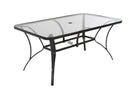 Cosco Paloma Outdoor Dining Table: Grey Steel + Tempered Glass - Price Crash Furniture