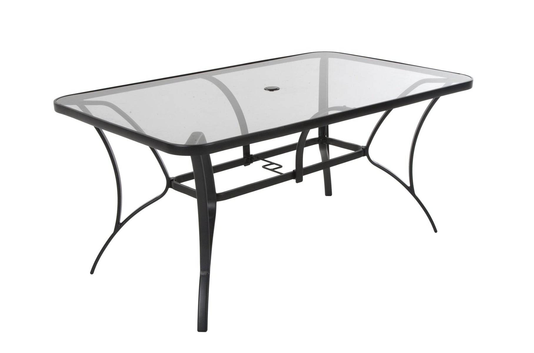 Cosco Paloma Outdoor Dining Table: Grey Steel + Tempered Glass - Price Crash Furniture