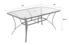 Cosco Paloma Outdoor Dining Table: Grey Steel + Tempered Glass - Price Crash Furniture