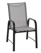 Cosco Paloma Set of 6 Outdoor Dining Chairs: Light Grey Mesh, Grey Steel Frame - Price Crash Furniture