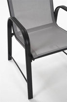 Cosco Paloma Set of 6 Outdoor Dining Chairs: Light Grey Mesh, Grey Steel Frame - Price Crash Furniture