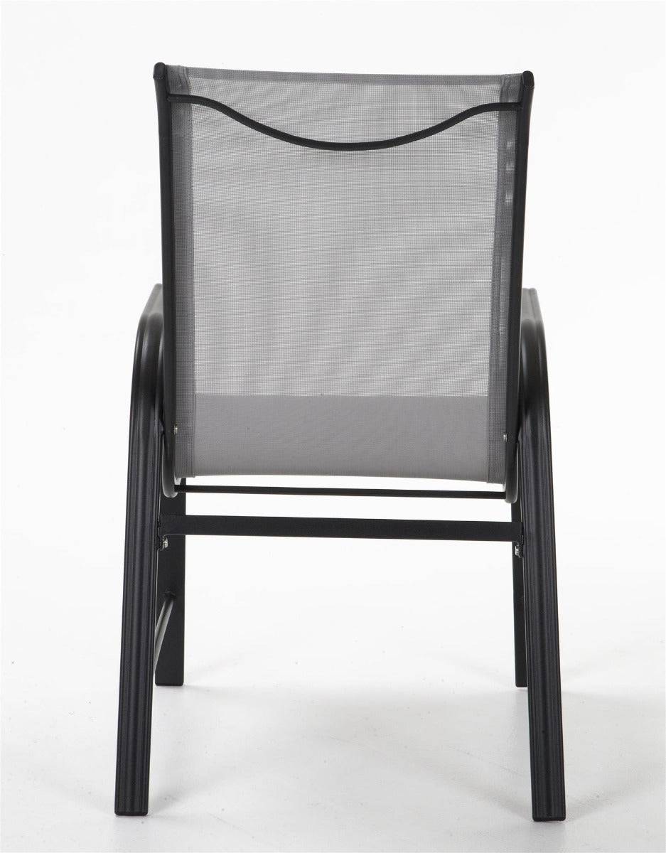 Cosco Paloma Set of 6 Outdoor Dining Chairs: Light Grey Mesh, Grey Steel Frame - Price Crash Furniture