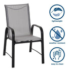 Cosco Paloma Set of 6 Outdoor Dining Chairs: Light Grey Mesh, Grey Steel Frame - Price Crash Furniture