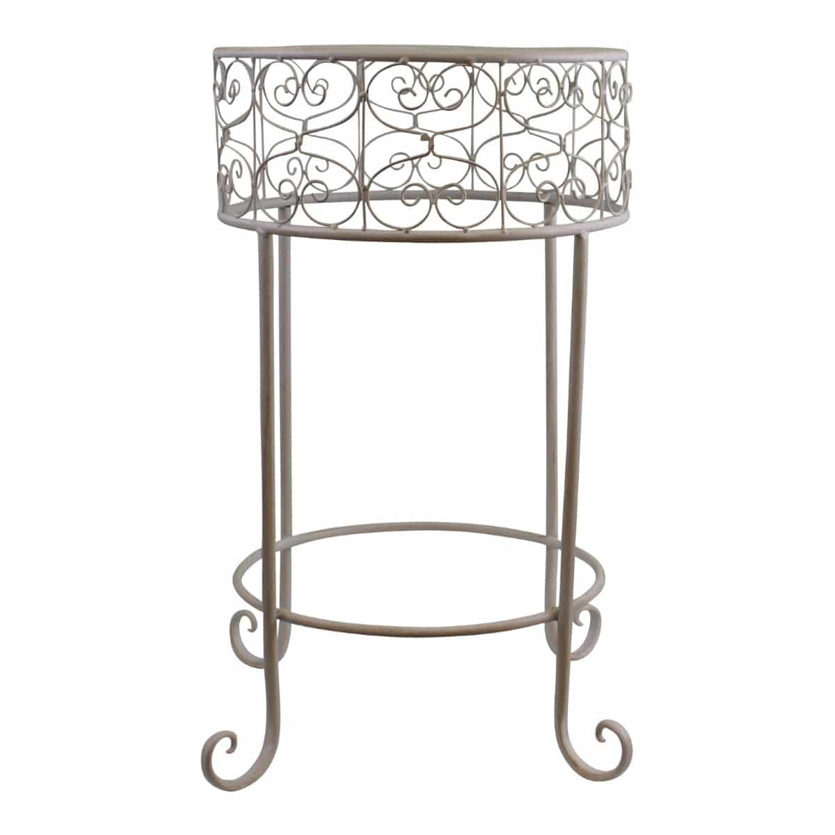 Cream Scroll Metal Plant Stand - Price Crash Furniture