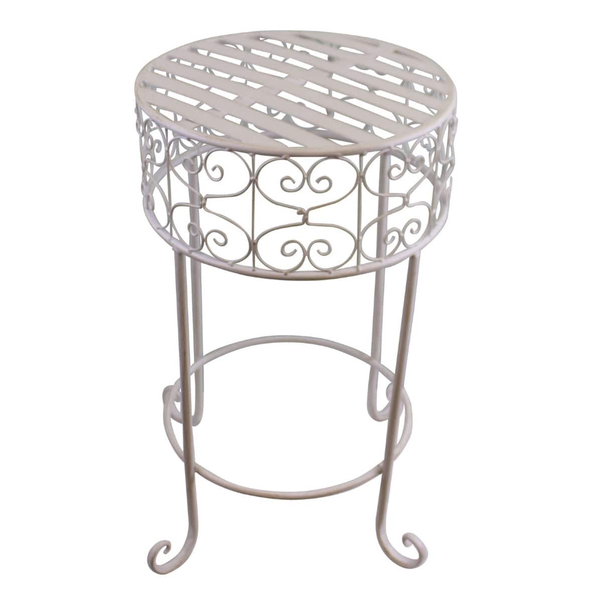 Cream Scroll Metal Plant Stand - Price Crash Furniture