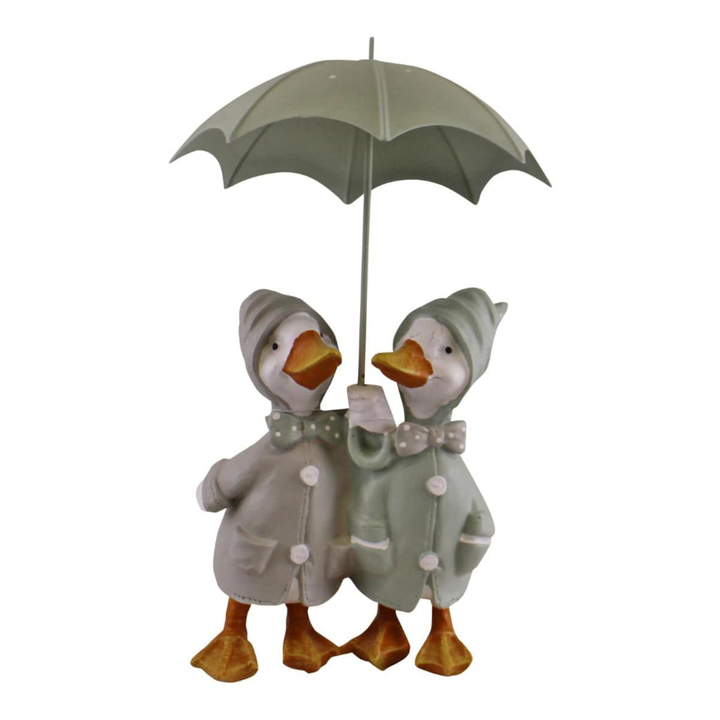 Duck Couple With Umbrella Garden Ornament - Price Crash Furniture