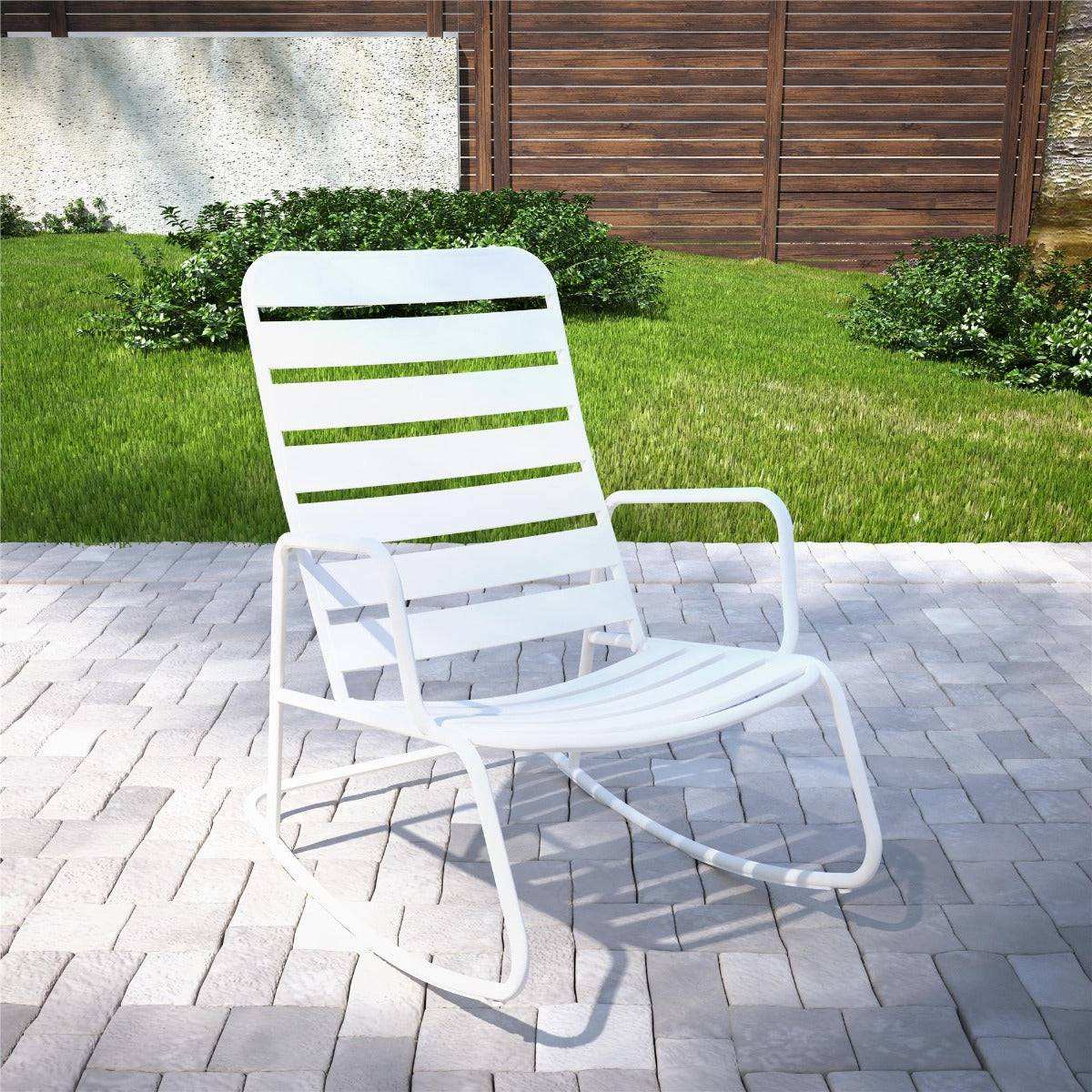 Novogratz Roberta Rocker Chair for Garden & Conservatory, White - Price Crash Furniture