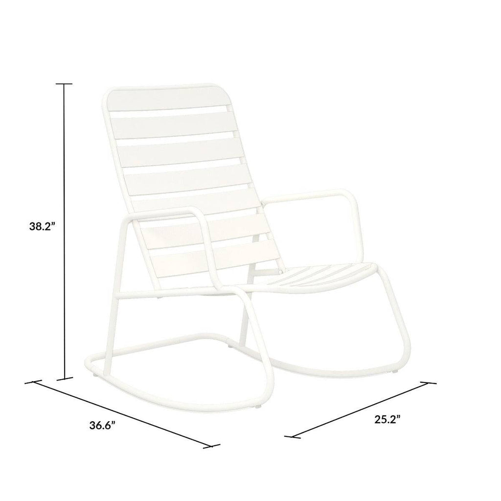 Novogratz Roberta Rocker Chair for Garden + Conservatory, White - Price Crash Furniture