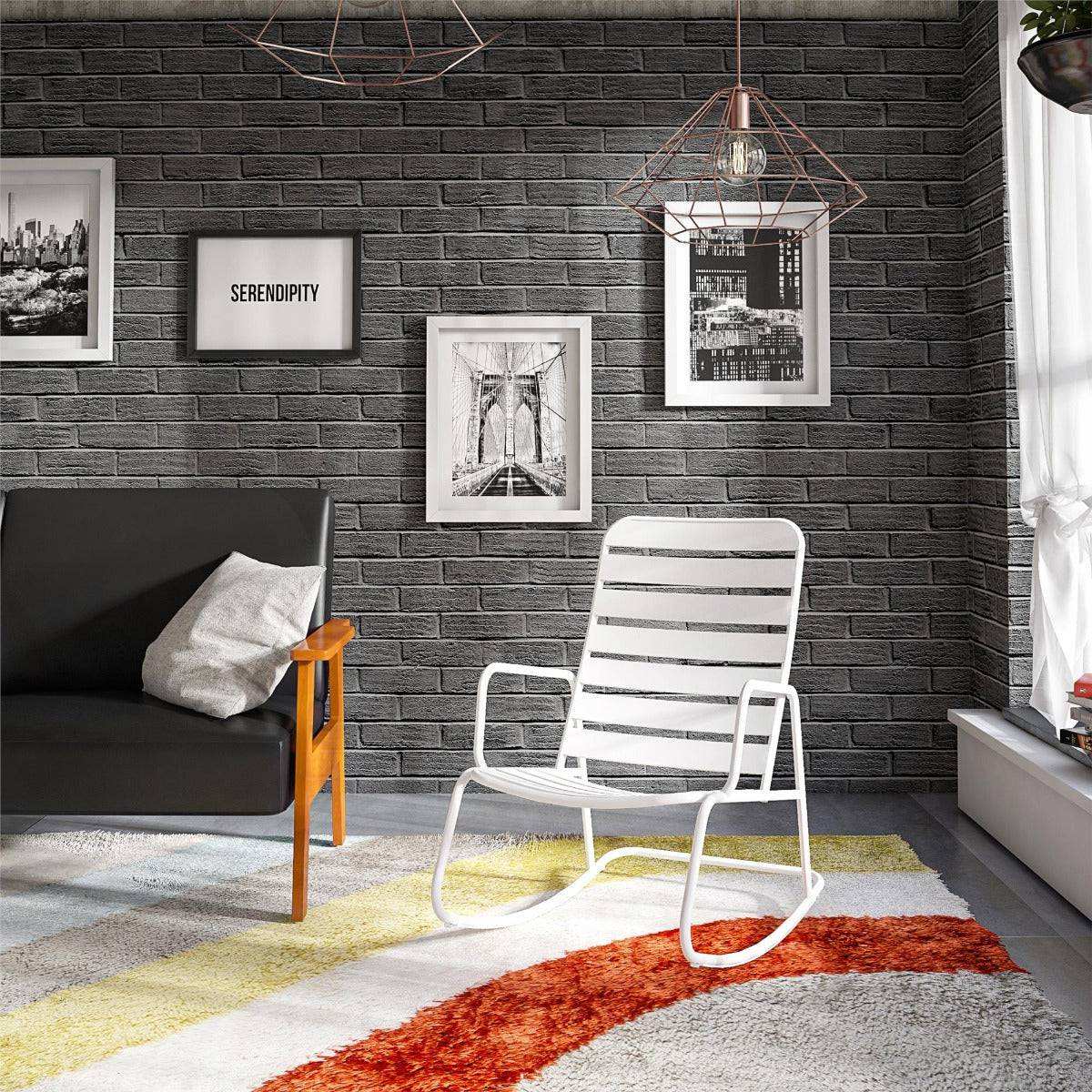 Novogratz Roberta Rocker Chair for Garden & Conservatory, White - Price Crash Furniture