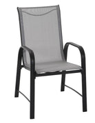 Cosco Paloma Steel Patio Dining Chairs (6) - Dark Grey Frame, Light Grey Sling - Price Crash Furniture