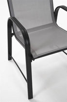 Cosco Paloma Steel Patio Dining Chairs (6) - Dark Grey Frame, Light Grey Sling - Price Crash Furniture