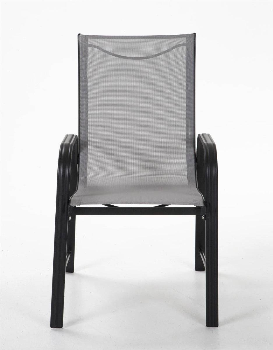 Cosco Paloma Steel Patio Dining Chairs (6) - Dark Grey Frame, Light Grey Sling - Price Crash Furniture